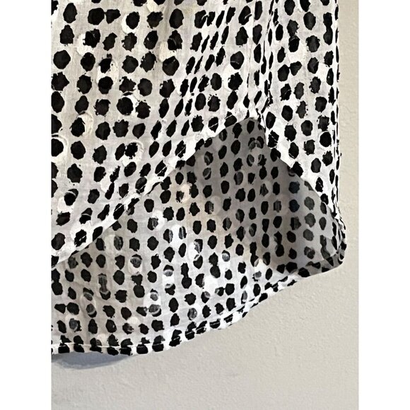 Chicos Top Women 12 Black Polka Dot Neutral Minimalist Office Twee Western 80s - Picture 10 of 14